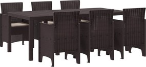 vidaXL Σέτ φαγητού για κήπο 7 pcs Καφέ Πολυπροπυλένιο