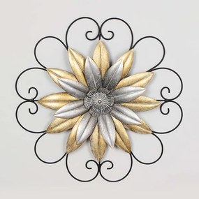 Διακοσμητικό Τοίχου Μεταλλικό Λουλούδι Ασημί 59x4,5x59εκ. ESTHETI 755-10011
