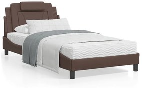 Κρεβάτι με Στρώμα Καφέ 100x200 εκ. από Συνθετικό Δέρμα - Καφέ