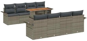 vidaXL Σετ Καναπέ Κήπου με αποθήκευση 9 pcs Γκρι Πολυ ράταν