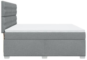 Κρεβάτι Boxspring με Στρώμα Ανοιχτό Γκρι 180x200 εκ. Υφασμάτινο - Γκρι