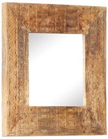 Καθρέφτης Σκαλιστός στο Χέρι 50x50x2,5εκ. από Μασίφ Ξύλο Μάνγκο - Καφέ