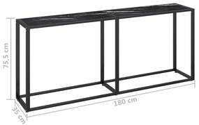 vidaXL Τραπέζι Κονσόλα Μαύρο Όψη Μαρμάρου 180x35x75,5 εκ. Ψημένο Γυαλί