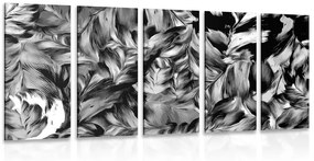 Εικόνα 5 μερών ρετρό πινελιές λουλουδιών σε ασπρόμαυρο - 100x50