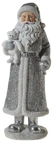 Χριστουγεννιάτικος Διακοσμητικός Άγιος Βασίλης Polyester Λευκός-Ασημί 9x9x28εκ. Zen Collection 25.42.51986