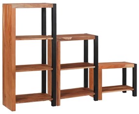 Ράφι Βιβλίων 3 pcs Καφέ 50 x 30 x 110 εκ Μασίφ ξύλο ακακίας