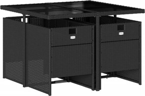 vidaXL Σετ Τραπεζαρίας Κήπου 5 Τεμαχίων Μαύρο Συνθ. Ρατάν με Μαξιλάρια