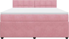 vidaXL Κρεβάτι Boxspring με Στρώμα Ροζ 180x200 εκ. Βελούδινο