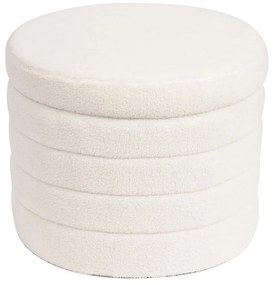 GROOVY Σκαμπό Αποθηκευτικό, Teddy Ύφασμα Εκρού  Φ56cm H.45cm Ε7040,1