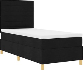 vidaXL LED Κρεβάτι με βάθρο με στρώμα Μαύρο 90 x 190 cm ύφασμα