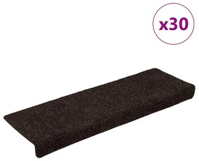 Αυτοκόλλητα Πατάκια Σκαλιών 30 τεμ. Καφέ Ορθογώνια Άκρη 65x21x4 εκ.