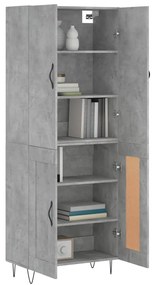 vidaXL Ντουλάπι Γκρι Σκυροδέματος 69,5x34x180 εκ. Επεξεργασμένο Ξύλο