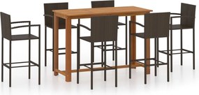 vidaXL Σετ Επίπλων Μπαρ Κήπου 7 Τεμαχίων Καφέ