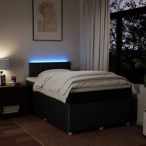 vidaXL Κρεβάτι Boxspring με Στρώμα Μαύρο 120x190 εκ. Υφασμάτινο