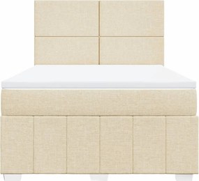 vidaXL Κρεβάτι Boxspring με Στρώμα Κρεμ 140x200 εκ. Υφασμάτινο