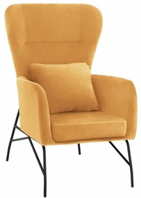 Πολυθρόνα Μπερζέρα HM8721.09 67x80x102cm Gold - Black Βελούδο, Μέταλλο