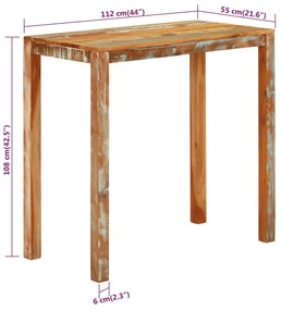 ΤΡΑΠΕΖΙ ΜΠΑΡ 112 X 55 X 108 ΕΚ. ΑΠΟ ΜΑΣΙΦ ΑΝΑΚΥΚΛΩΜΕΝΟ ΞΥΛΟ 350318