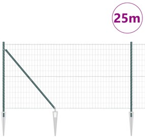 vidaXL Ευρωπαϊκή περίφραξη με 13 σπιράλ 1x25 μ γαλβανισμένος χάλυβας πράσινου