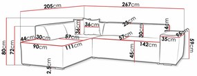Γωνιακός Καναπές Comfivo 289, 267x205x72cm, 104 kg, Πόδια: Πλαστική ύλη | Epipla1.gr