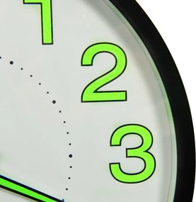 vidaXL Ρολόι Τοίχου Φωτεινό Μαύρο 30 εκ.