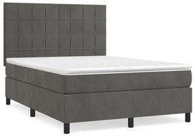 ΚΡΕΒΑΤΙ BOXSPRING ΜΕ ΣΤΡΩΜΑ ΣΚΟΥΡΟ ΓΚΡΙ 140X190 ΕΚ. ΒΕΛΟΥΔΙΝΟ 3143020