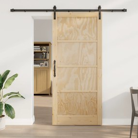 vidaXL Συρόμενη Πόρτα με Σετ Εξαρτημάτων 93x211 cm Στερεό Ξύλο Πεύκου