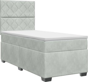 vidaXL Κρεβάτι box spring με στρώμα Ανοιχτό γκρι 80 x 200 cm Βελούδο