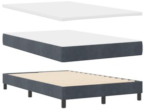 vidaXL Κρεβάτι με Ελατήρια με Στρώμα & LED Σκούρο Γκρι 120x190 εκ. Βελούδο