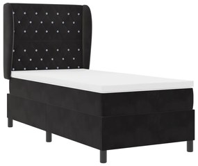 vidaXL Κρεβάτι με ελατήρια και στρώμα, Μαύρο, 100 x 200 cm, Βελούδο