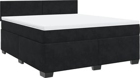 vidaXL Κρεβάτι Boxspring με Στρώμα Μαύρο 180x200 εκ. Βελούδινο