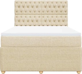 vidaXL Κρεβάτι Boxspring με Στρώμα Κρεμ 140x200 εκ. Υφασμάτινο