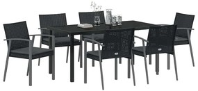 vidaXL Σέτ φαγητού για κήπο 7 pcs Μαύρο Πολυ ράταν