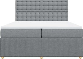 vidaXL Κρεβάτι Boxspring με Στρώμα Ανοιχτό Γκρι 200x200 εκ. Υφασμάτινο