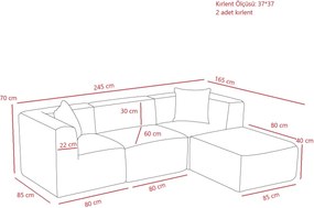 Γωνιακός Καναπές Πορτοκαλί RAKS 85x245x70