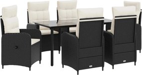 vidaXL Σετ Τραπέζι Καναπέ 7 pcs PE Ρατάν και Ατσάλι με Σκόνη