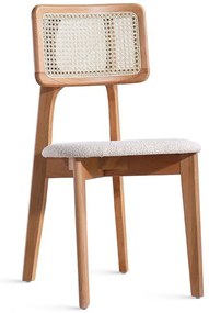 Καρέκλα Albina Teddy 117FRF1302 45x46x81cm Natural-Cream Wood, Fabric