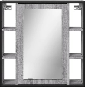 vidaXL Καθρέφτης Μπάνιου Ντουλάπι Γκρι Sonoma 60x16x60 εκ Επεξ. Ξύλο