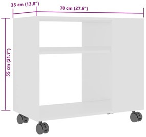 vidaXL Τραπέζι Βοηθητικό Λευκό 70 x 35 x 55 εκ. από Επεξεργασμένο Ξύλο