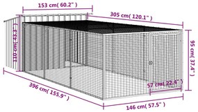 Σπιτάκι Σκύλου με Αυλή Ανθρακί 153x396x110 εκ. Γαλβαν. Χάλυβας - Ανθρακί