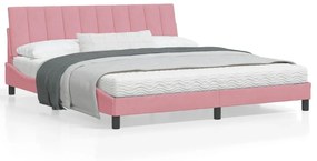 Πλαίσιο Κρεβατιού με LED Ροζ 180x200 εκ. Βελούδινο - Ροζ