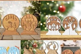 Σετ των 2 Intra απο ξύλο plywood 3mm-4mm πάχος Χριστουγεννιάτικη δέσμη κοπής χαρτιού Snow Globe Δίασταση 15x15 cm INTRAFABR-43047206