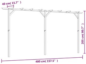 Πέργκολα Κήπου 400 x 40 x 205 εκ. Ξύλινη - Καφέ