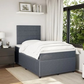 vidaXL Κρεβάτι Boxspring με Στρώμα Σκούρο Γκρι 120x190 εκ. Βελούδινο