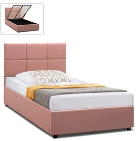 Κρεβάτι Kingston Megapap βελούδινο με αποθηκευτικό χώρο χρώμα melon pink 120x200εκ. - GP002-0006,1
