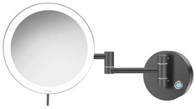 Επιτοίχιος Μεγεθυντικός Καθρέπτης x3 με Διπλό Βραχίονα Led 5 w 220-240V Antracite Grained Sanco Led Cosmetic Mirrors MRLED-701-M118
