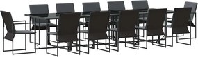 vidaXL Σέτ φαγητού για κήπο 13 pcs Μαύρο Ατσάλι