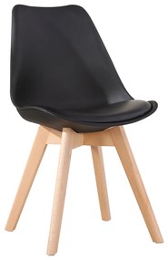 Καρέκλα ArteLibre GROUGH Μαύρο PP/PU/Ξύλο 49x56x83cm