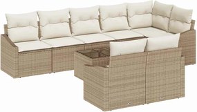 vidaXL Σετ Καναπέ με μαξιλάρι 9 pcs Μπεζ συνθετικό ρατάν