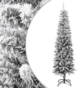vidaXL Χριστουγεννιάτικο Δέντρο Τεχνητό Slim με Χιόνι 210 εκ. PVC & PE