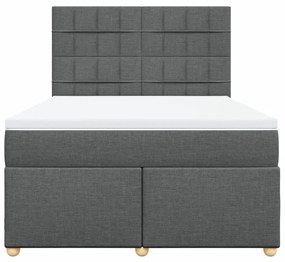 vidaXL Κρεβάτι Boxspring με Στρώμα Σκούρο Γκρι 140x200 εκ Υφασμάτινο